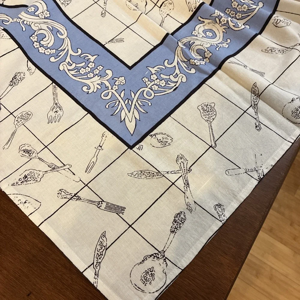 Pier One Square Tablecloth Fancy Utensils Pattern 54